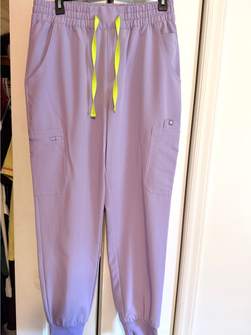 FIGS Women’s Uman High-Waisted Relaxed Jogger Scrub Pants in Lavender Dew